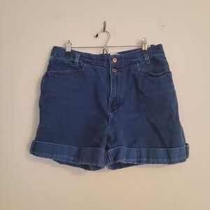 Vintage Bonjour Mom Jean Shorts Dark Blue Cuffed High Waisted